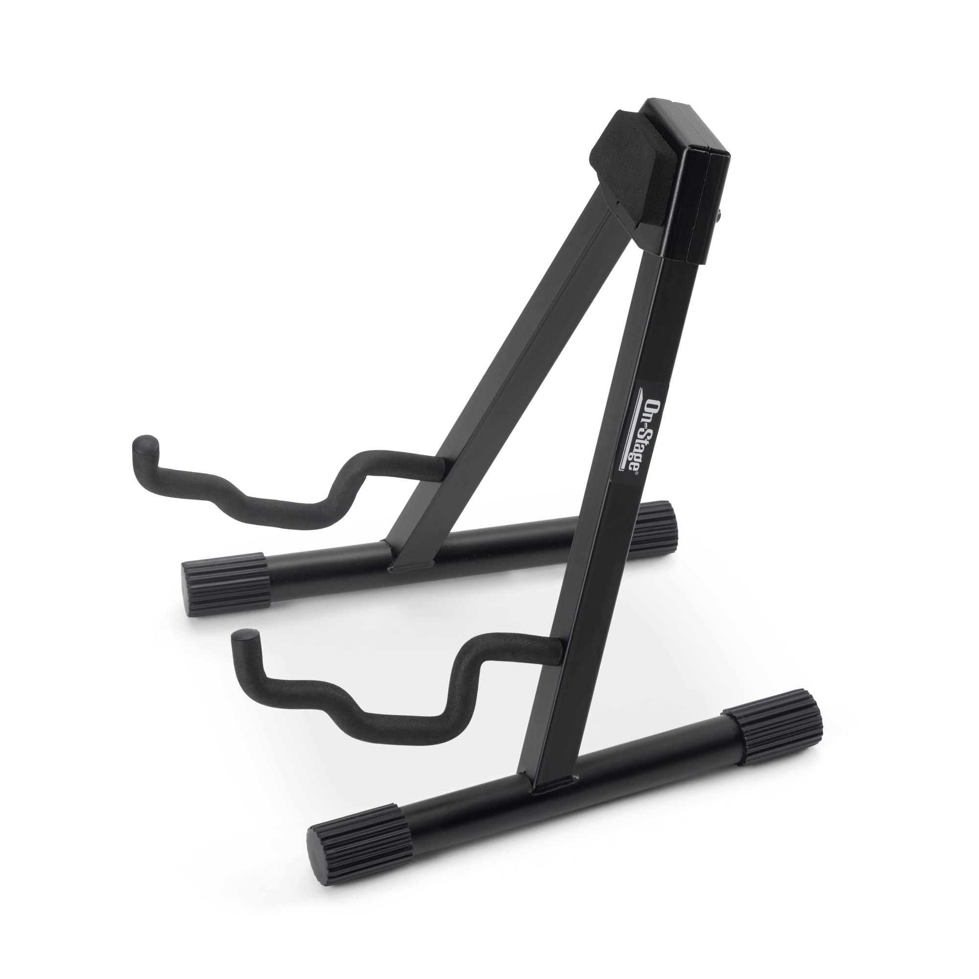 On-Stage GS7462B Professional A-Frame Guitar Stand (Holds Electric, Acoustic, and Bass Guitars, Small Amps, and Mixers, Stepped